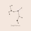 Sagittarius Zodiac Constellation in Trendy Minimal Linear Style. Vector Horoscope Symbol and Sign