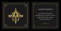 Sagittarius zodiac sharp arrow with stars horoscope symbol vintage card design template set vector Royalty Free Stock Photo