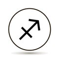 Sagittarius zodiac sign. Astrological symbol icon in circle. Royalty Free Stock Photo