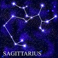 Sagittarius Zodiac Sign with Beautiful Bright Stars on the Background of Cosmic Sky Vector Illustration Royalty Free Stock Photo