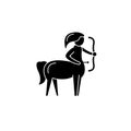Sagittarius zodiac sign black icon, vector sign on isolated background. Sagittarius zodiac sign concept symbol Royalty Free Stock Photo