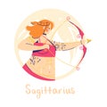 Sagittarius zodiac sign. Fire. Female character and element of ancient astrology Royalty Free Stock Photo