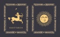 Sagittarius zodiac sign, horoscope card in vector. Royalty Free Stock Photo