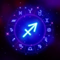 Sagittarius zodiac sign, horoscope symbol, vector illustration Royalty Free Stock Photo