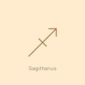 Sagittarius Zodiac sign Icon in a Minimal Linear Style. Vector Horoscope Symbol for Astrology, Calendar, Tattoo, print Royalty Free Stock Photo