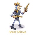 Sagittarius zodiac sign man flat cartoon vector illustration Royalty Free Stock Photo