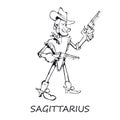 Sagittarius zodiac sign man outline cartoon vector illustration Royalty Free Stock Photo