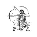 Sagittarius Zodiac sign. Modern magic Astrological symbol. Illustration of horoscope. Boho design for witchcraft card Royalty Free Stock Photo