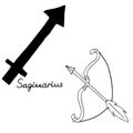 Sagittarius zodiac sign, Vector hand-drawn illustration Royalty Free Stock Photo