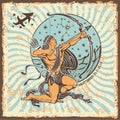 Sagittarius zodiac sign.Vintage Horoscope card Royalty Free Stock Photo