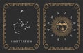 Sagittarius zodiac stars, vintage card in vector. Royalty Free Stock Photo