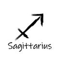 Sagittarius zodiac symbol isolated on white background. Brush stroke Sagittarius zodiac sign. Hand drawn vector