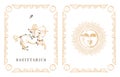 Sagittarius zodiac symbol on old horoscope card. Royalty Free Stock Photo