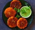 Marathi snacks - sabudana cutlet with mint chutney