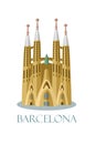 Sagrada familia of Barcelona vector illustration. Famous catalonian cathedral.