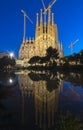 Sagrada Familia Cathedral at night, Barcelona, Spain Royalty Free Stock Photo