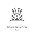 sagrada familia icon vector from travel collection. Thin line sagrada familia outline icon vector illustration. Outline, thin line