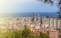 Sagrada Familia panorama view of Barcelona city,Spain on sunlight Royalty Free Stock Photo