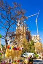 Sagrada Familia Placa market Palm Sunday celebration Barcelona city street