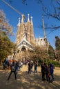 Sagrada Familia, view from Placa de la Sagrada Familia park, Barcelona, Spain, February 2020 Royalty Free Stock Photo