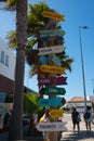 At Cape Saint Vincent, in the end of Europe, colorful signals show the distance in Km to many cities worldwide