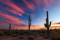Saguaro Cactus and Arizona desert sunset sky Royalty Free Stock Photo