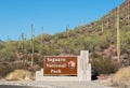 Saguaro National Park in the Sonoran Desert, entry sign