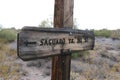 Saguaro trail hike sign wooden