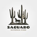 saguaro vintage vector logo symbol illustration design Royalty Free Stock Photo