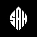 SAH circle letter logo design with circle and ellipse shape. SAH ellipse letters with typographic style. The three initials form a Royalty Free Stock Photo