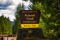Sahalie Falls in Willamette National Forest street sign in Oregon