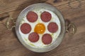 Fried Egg and Sausage  - sahanda yumutra Royalty Free Stock Photo