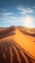 Sahara adventure, dry yellow sand, African sun, Morocco orange sky