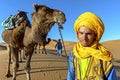 SAHARA DESERT, MOROCCO, APRIL 13, 2016. Tuareg man portrait with