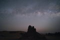 the Sahara desert of Tadrart rouge tassili najer in Djanet and the Milky way