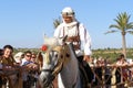 SAHARA, TUNISIA - JUNE 2008: Arab nomads on horseback in national costume