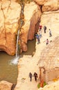 Swimmer jumped into the water in a narrow gorge in northern Sahara,Tunisia, Northern Africa