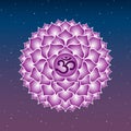 sahasrara chakra icon symbol purple esoteric yoga indian buddhism hinduism blue and purple sky star vector