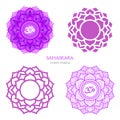 Sahasrara, crown chakra symbol. Colorful mandala. Vector illustration