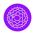 Sahasrara icon. One line. The seventh crown, parietal chakra. Vector purple line symbol. Sacral sign. Meditation