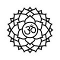 Sahasrara icon. The seventh crown, parietal chakra. Vector black line symbol. Sacral sign. Meditation