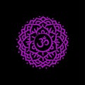 Sahasrara sketch icon. The seventh crown, parietal chakra. Vector purple line symbol. Sacral sign. Meditation Royalty Free Stock Photo