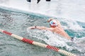 SAHYURTA ,IRKUTSK REGION, RUSSIA - March 11.2017: Cup of Baikal. Winter Swimming. Butterfly Royalty Free Stock Photo