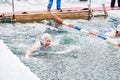 SAHYURTA, IRKUTSK REGION, RUSSIA - March 11.2017: Cup of Baikal. Winter Swimming Competitions Royalty Free Stock Photo