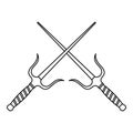 Sai dagger weapon icon, outline style Royalty Free Stock Photo