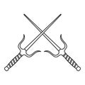 Sai dagger weapon icon, outline style