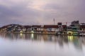 SAI GON, VIET NAM- MAY 04, 2015: ancient riverside city with house boat in Ben Binh Dong, Saigon, VietNam