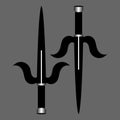 Sai ninja weapon isolated on gray background. Tradition japanese weapon. Vector Illustration. Royalty Free Stock Photo