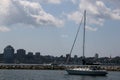 Saiboat passing by Halifax, Nova Scotia. Royalty Free Stock Photo