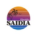 SAIDIA MAROKKO palm tree dune logo on a white background Royalty Free Stock Photo